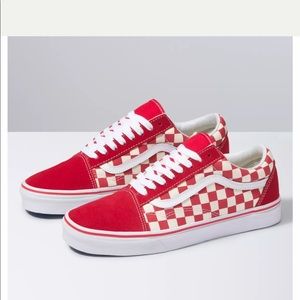 Vans Old Skool Checkerboard Skate Shoe Red size 6